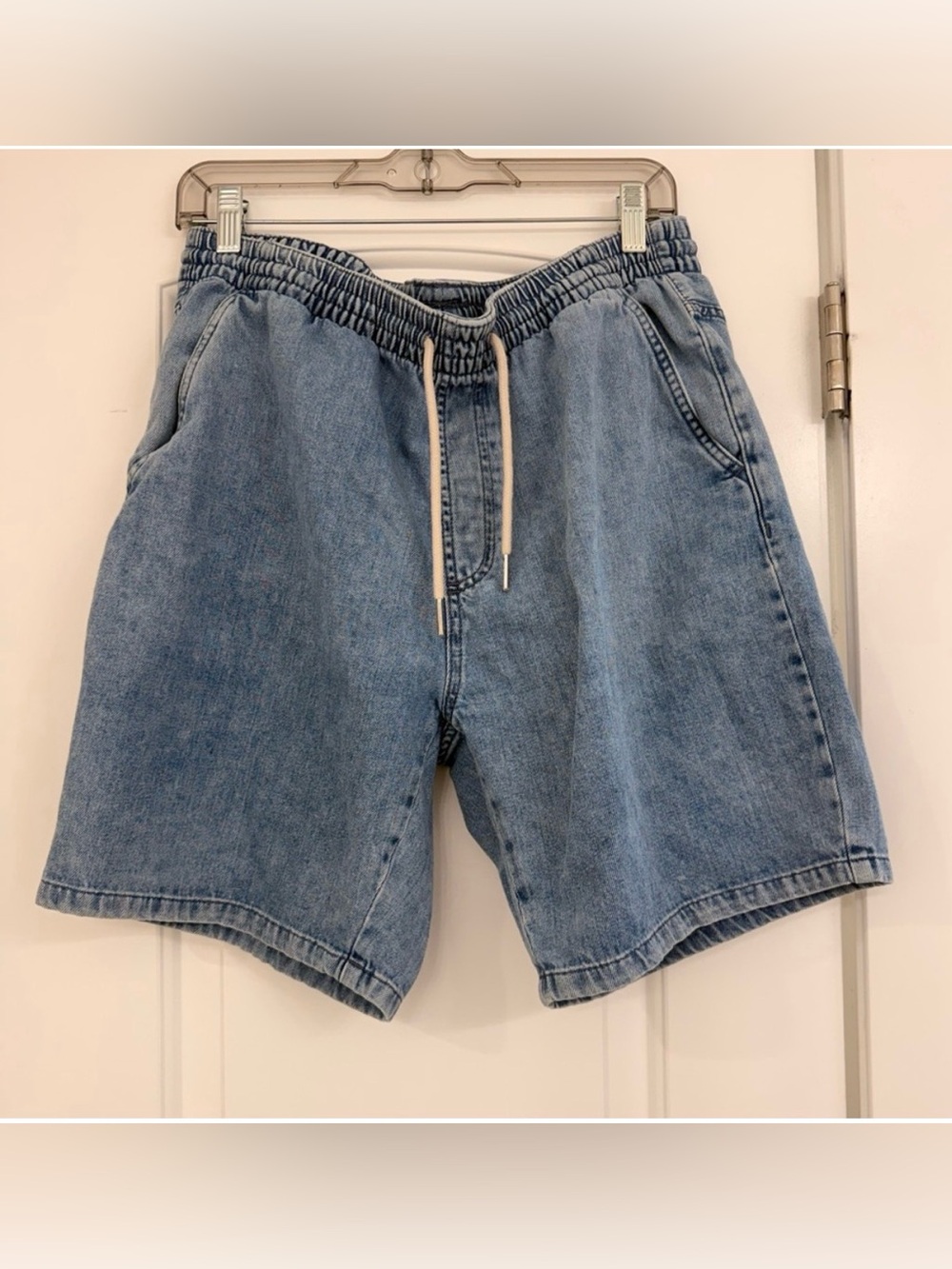 Men's Jorts - Light Blue Denim Drawstring Shorts - Picture 2 of 4